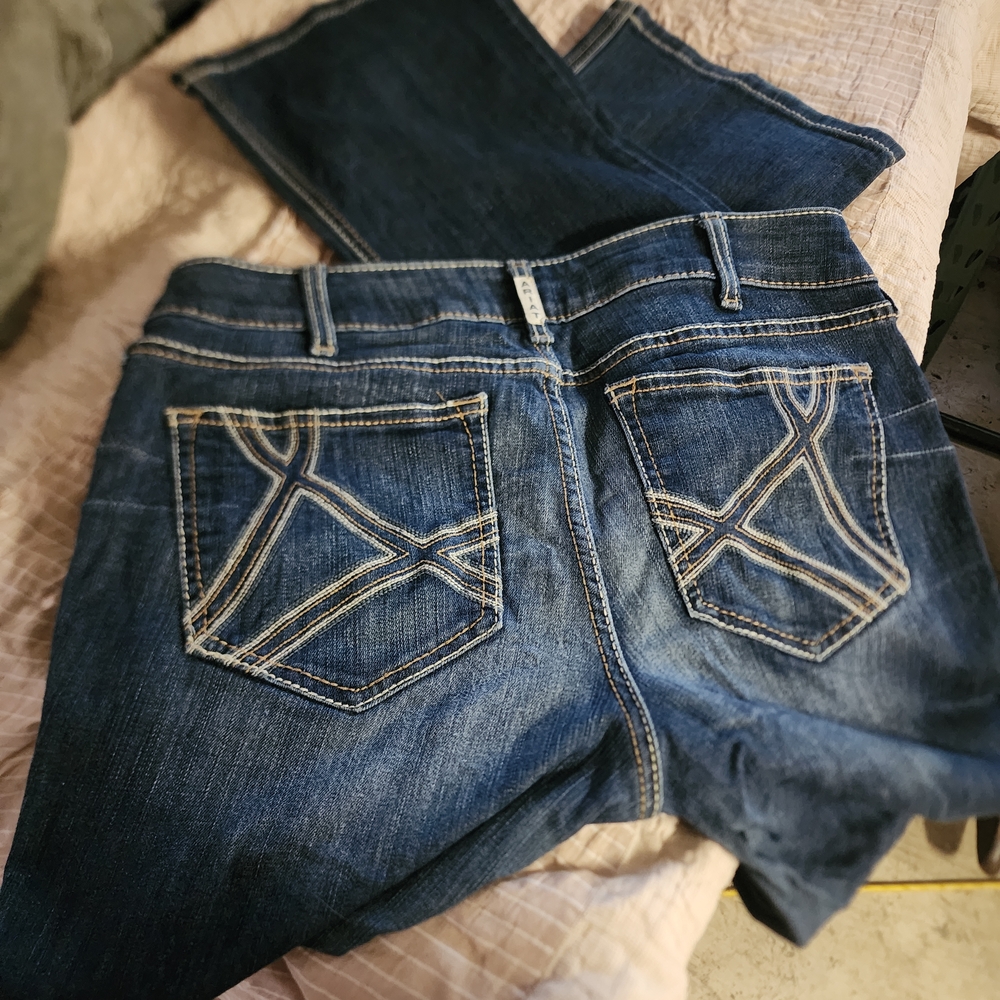 Ariat Blue Boot Cut Jeans with Contrast Stitching